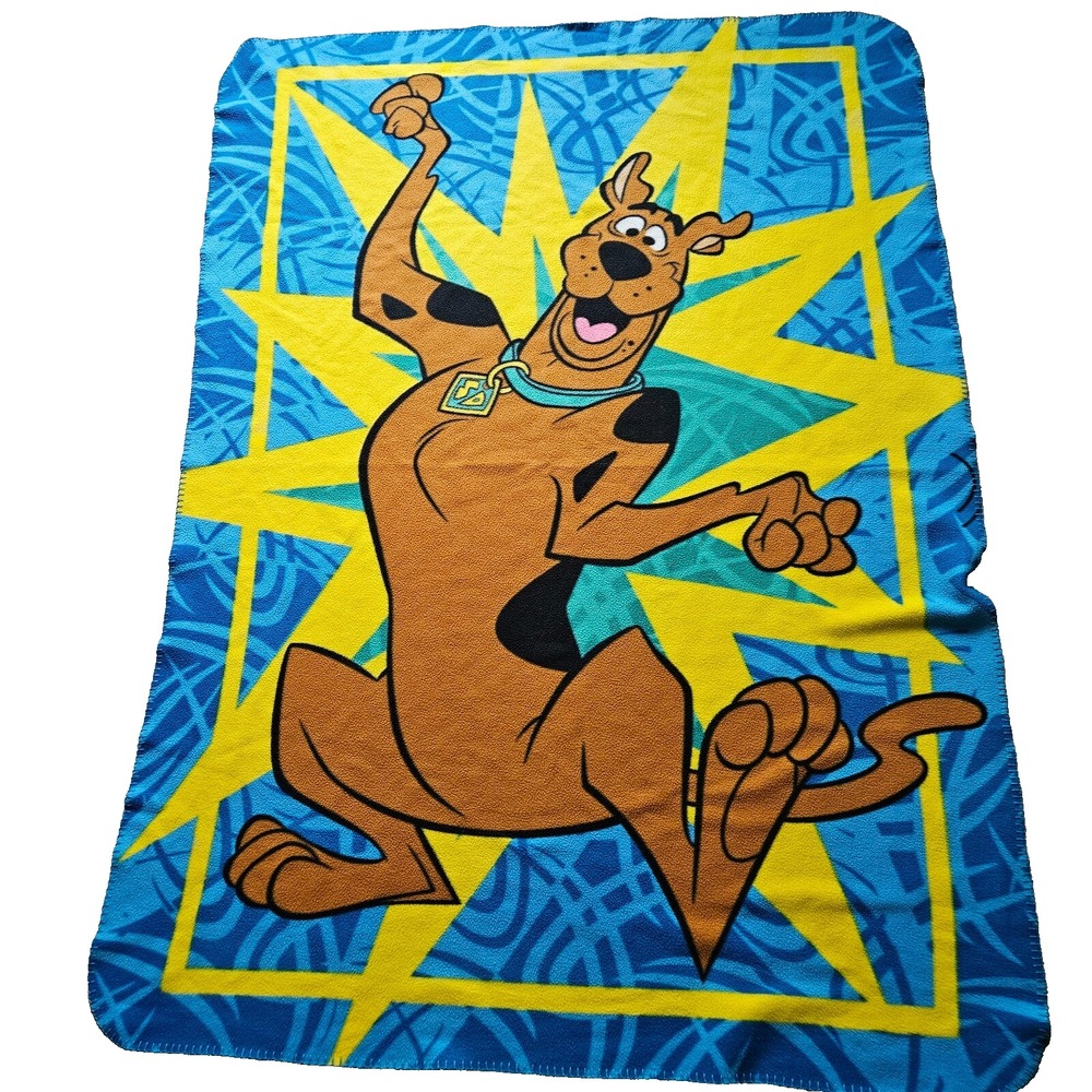 Vintage Y2K Scooby-Doo Fleece Throw Blanket Cartoon Network 45 x 61" Lightning